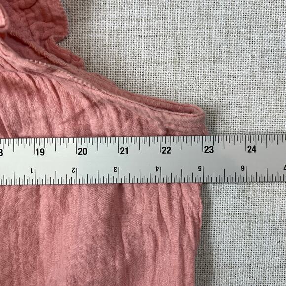 J Crew Gauze Smocked Ruffleneck Top Dusty Pink Women's L - Picture 3 of 8